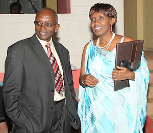The Chairperson of the National Commission for UNESCO Dr Rose Gasibirege (R) with the Director of Culture in the Ministry of Sports and Culture, Straton Nsanzabaganwa (Photo; J. Mbanda)