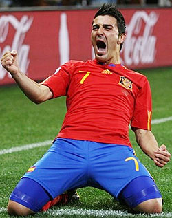 David Villa scored his fourth goal of the tournament to spur Spain to a 1-0 win over Portugal in the final match of the last-16 round.