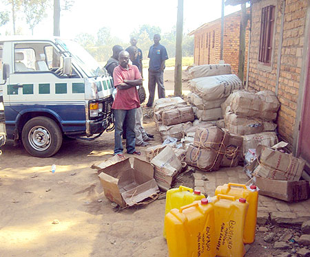 The impounded vehicle with illicit drugs at Nyagatare Police Post. (Photo / D. Ngabonziza)
