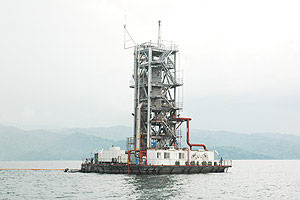 A methane gas extraction rig on Lake Kivu.