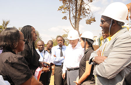 Kigali City Mayor Aisa Kirabo talks to City developers yesterday (File photo)