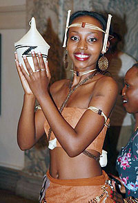 Kabatesi showcases the Rwandan culture during the event beauty contest.