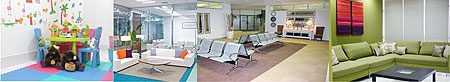 L-R : A childrenu2019s waiting room: Wall art can contribute towards easing anxiety levels and creating a positive environmentClinics should have enough light at all times ;Neutral colours can bring in warmth and are a good alternative for making a room appea