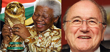 L-R :  Nelson Mandelau2019s dream for a successful World Cup in Africa came true ; FIFA President Joseph S. Blatter.