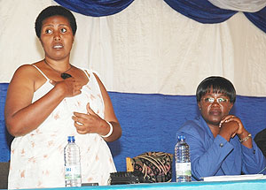 Mukamanzi, (L) and Minister Mujawamariya (Photo  F. Goodman)