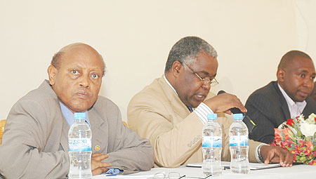 (L-R)Dr.James Vuningoma KIE vice Rector and Rector Prof. George Njoroge during the meeting (Photo; F. Goodman)