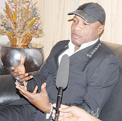 Koffi Olomide gives an interview at the Airport. (Photo F Goodman)