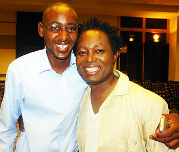 Pierre L. Kayitana, the Director of Rwanda Cinema Centre Rwanda Film Festival Event at the event with singer Lokua Kanza.