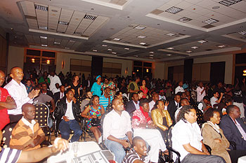 Exhilarated crowd at the concert.