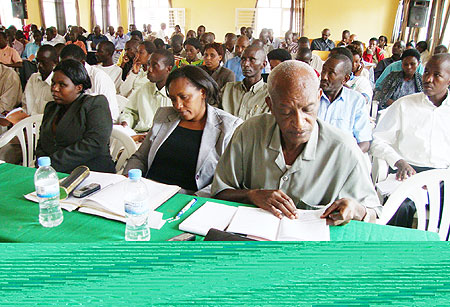 Election volunteers attending NEC meeting. (Photo S. Rwembeho)