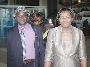 Victoire Ingabire arriving in Kigali in the company of her aide, Joseph Ntawangundi, who later pleaded guilty to Genocide.