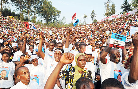 Over 80,000 RPF supporters tirned up for Kagameu2019s campaign rally in Nyaruguru (Photo J. Mbanda)