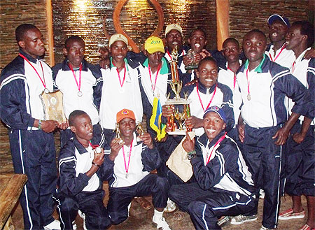 Under 19 cricket team show off their trophy