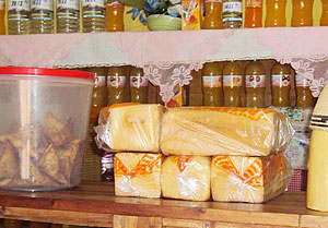 The smuggled bread packed in polythen bags in one of the supermarkets in Nyagatare town. (Photo/D. Ngabonziza)