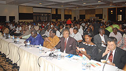 Some of the electoral observers at the briefing with NEC officials yesterday (Photo: F. Goodman)
