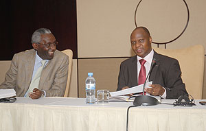 CAUTIONED: NEC bosses Karangwa and Munyaneza have warned against extorting residents of money 