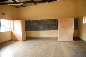 A polling room at College APAPE in Kigarama Sector Kicukiro District. Each classroom will have two voting booths (Photo: F. Goodman)