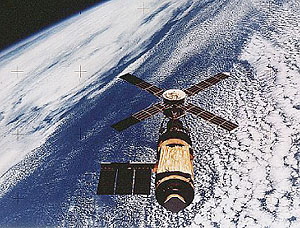 A photo of one of the satellites in space