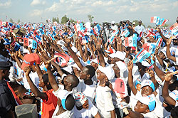 Gasabo supporters cheer as President Paul Kagame arrives. (Photo J Mbanda)