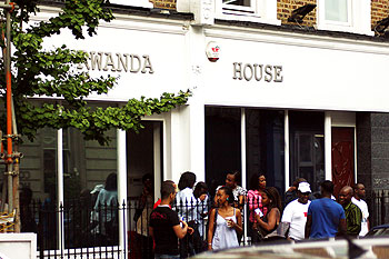 Rwandans in the UK line in front of the Rwandan High Commission in London to cast their vote yesterday (Photo/ T. Kavutse)