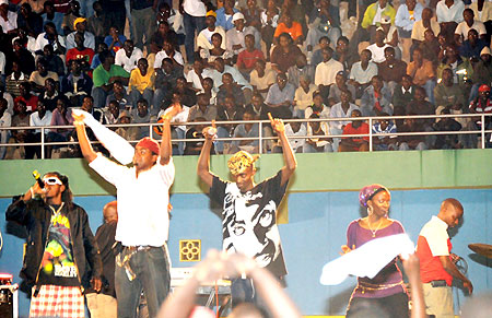 Local artists thrilled thousands who had gathered at Amahoro stadium for the election results.