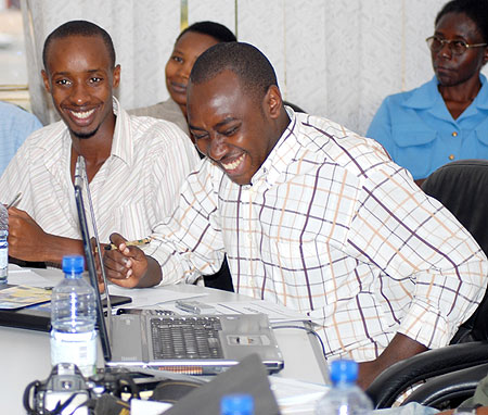 The late sports reporter Shyaka Claver, (second left)
