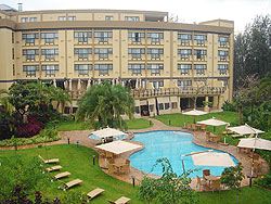 The pool side of the Kigali Serena Hotel (File Photo)