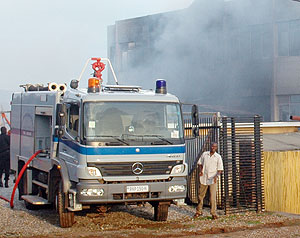 One of the Police fire fighting trucks.