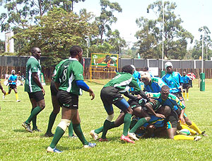 Silverbacks in action during a past regional tournament. The team will this weekend compete in the Priscloo 7s in Nakuru. (File Photo)
