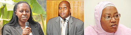 L-R : Kigali City Mayor, Aisa Kirabo Kakira ; Charles Munyaneza ; Fatou Harelimana