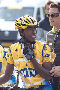 Rwandau2019s only professional cyclist Adrien Niyonshuti rides for South Africau2019s MTN Energade