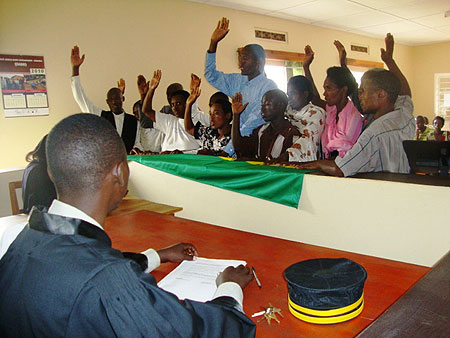 A cross section of  Rwamagana mediators swearing in . (Photo  S. Rwembeho)