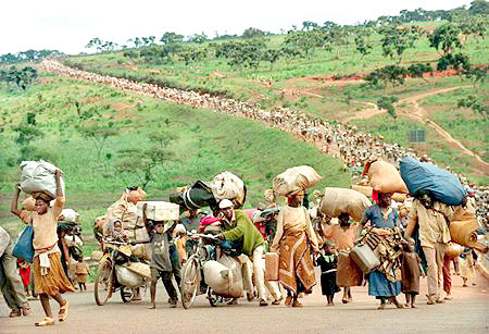 Rwandan refugees returning home. The UN did nothing to repariate them.