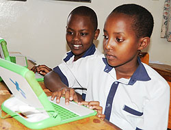Pupils of SOS Primary School using Laptops (Photo; F. Goodman)
