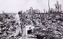 A residential street in Hiroshima after the atomic bomb. It has never been called Genocide