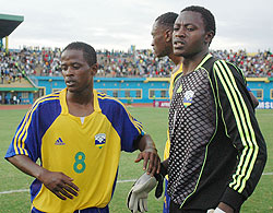Amavubi players look dejected after the infamous 2010 Africa Nations Cup qualifying campaign. The team will regroup on Monday ahead of their home qualifier against Benin. (File photo)