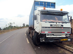 The abandoned truck that was involved in the accident (Photo /S. Rwembeho)