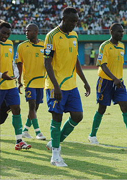 It is still uncertain if any of the four professionals will be called upon for the Benin qualifier. From far left-Abedi Makasi, Saddou Boubakary, Olivier Karekezi and Hamad Ndikumana Katauti. (File photo)