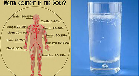 L-R : 8 to 10 glasses of water is sufficient for an adult doing ordinary physical work (Internet Photo) ; Water is important to wellbeing (Internet Photo)