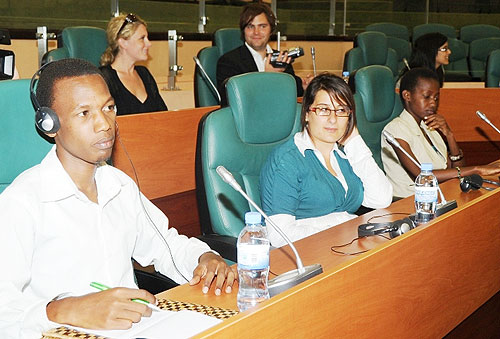 Some of the youth from Commonwealth countries  in Parliament yesterday (photo T. Kisambira)