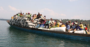 Most accidents on lake Kivu have been blamed on overloading of boats such as this one (photo S Nkurunziza)