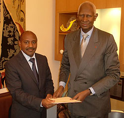 Amb Kabale with former Senegalese President, Abdou Diouf (courtesy photo)