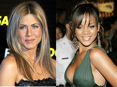 L-R : American Classic: Jennifer Aniston ; Daring dive Rihanna.