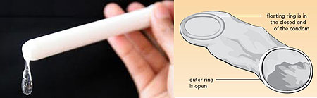 L-R : Vaginal microbicides that would prevent STD transmission have been developed ; Government and private health institutions have created increased awareness on the usage of female condoms ( Internet Photo)