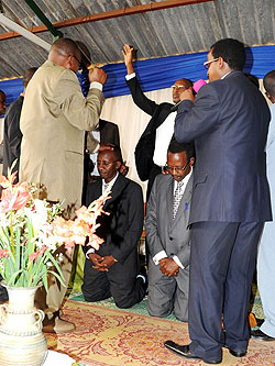 New pastors of Nkurunziza church being consecrated yesterday (Photo T. Kisambira)