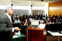 Prof. Joseph Vyankandondera addressing the workshop (Photo: T. Kisambira)