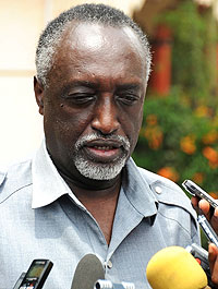 The Ombudsman, Tito Rutaremara, addressing the press yesterday after the workshop (Photo; T.  Kisambira)