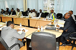 James Musoni addressing governors and other local government stakeholders yesterday (Photo T. Kisambira)