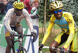 Adrien Niyonshuti will lead Rwandau2019s cyling team, which also includes Obed Ruvogera (R).