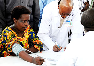 A patient taking a heart check up  (Photo; T. Kisambira)